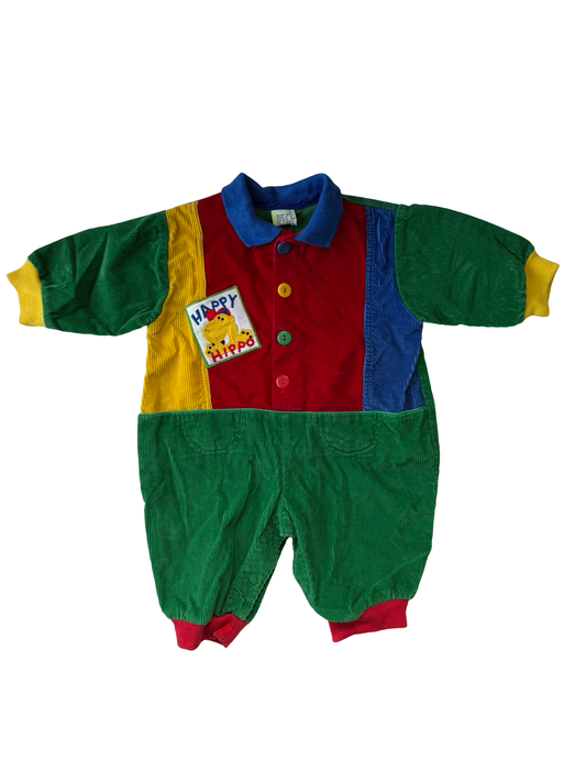 Vintage colourblock cord romper